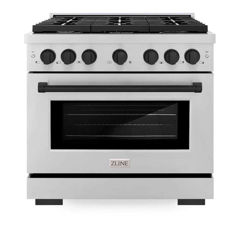 AutographEdition 36 in. 5.2 cu. ft. 6 Burner Gas Range with Convection Gas Oven in Stainless Steel and Matte Black Accents SGRZ36MB