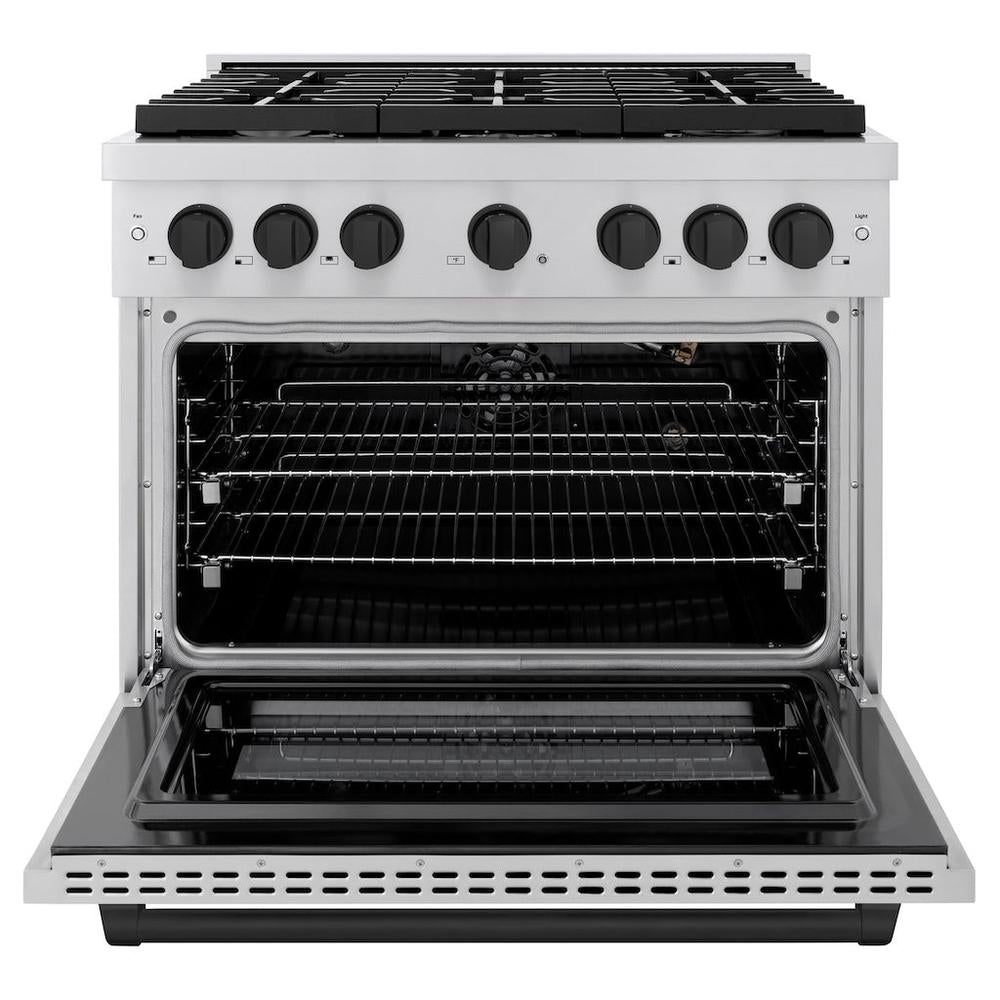 AutographEdition 36 in. 5.2 cu. ft. 6 Burner Gas Range with Convection Gas Oven in Stainless Steel and Matte Black Accents SGRZ36MB