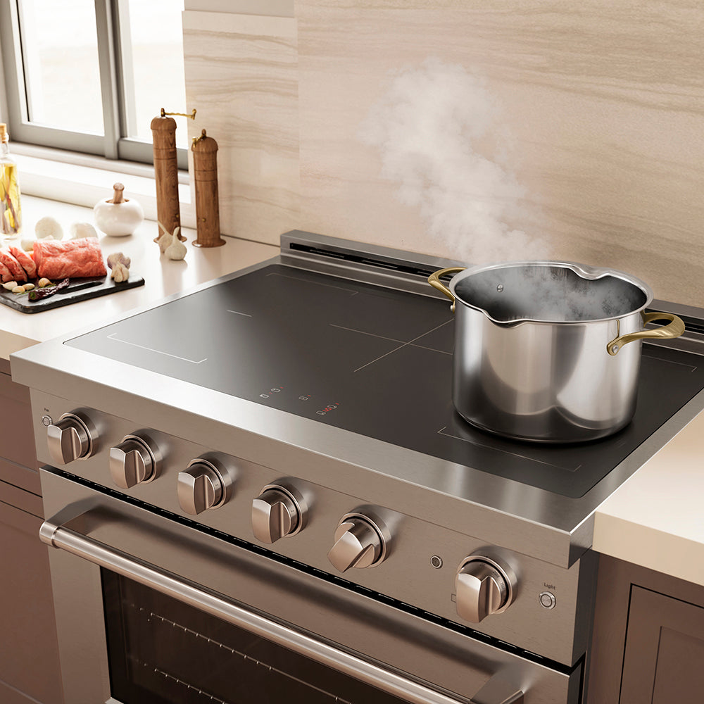 36 in. 5.2 cu. ft. Paramount Induction Range with 5 Element Cooktop and Electric Convection Oven SINR36
