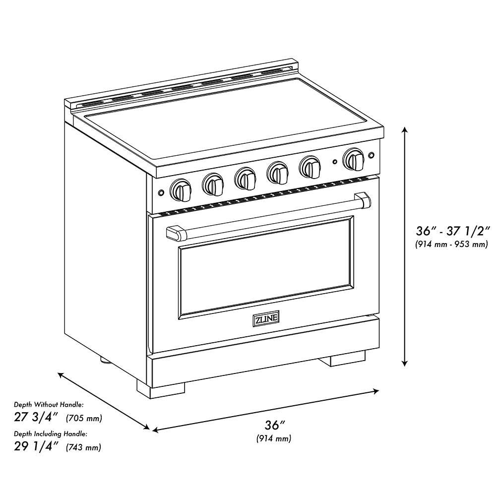 Autograph Edition 36 in. 5.2 cu. ft. Paramount Induction Range with 5 Element Cooktop and Electric Convection Oven SINRZ36CB
