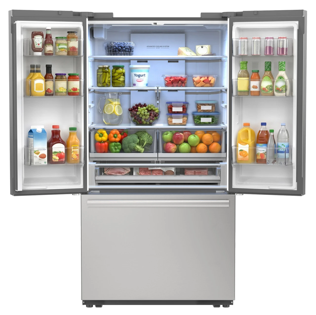 26.5 Cu.ft. Counter Depth 36 In. French 3-door Refrigerator With Internal Water Dispenser In Stainless Steel SJF2752MS