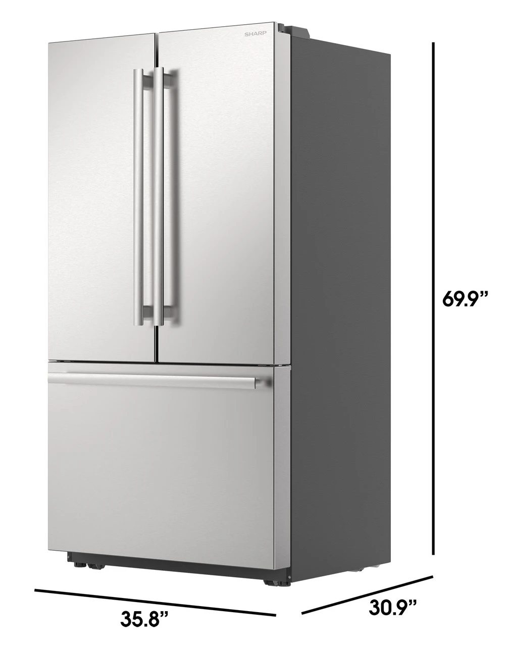 26.5 Cu.ft. Counter Depth 36 In. French 3-door Refrigerator With Internal Water Dispenser In Stainless Steel SJF2752MS