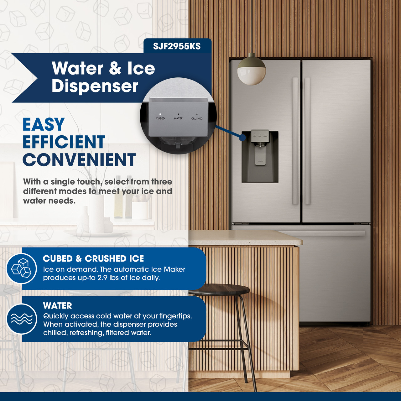 French 3-door Refrigerator With Water Dispenser SJF2955KS