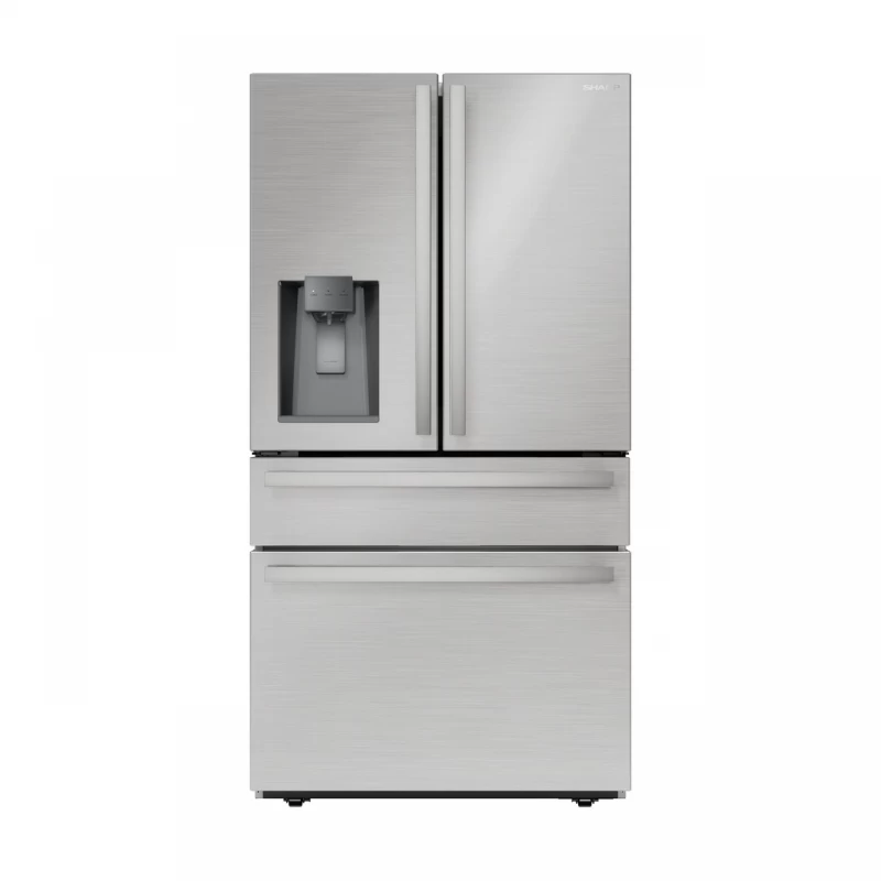 Sharp French 4-Door Counter-Depth Refrigerator with Water Dispenser Stainless Steel SJG2254FS Picture 1