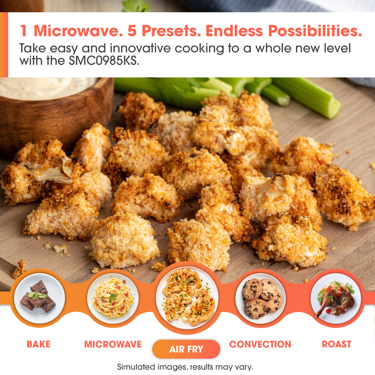 0.9 Cu. Ft. 900w Countertop Convection Microwave Oven With Air Fry SMC0985KS