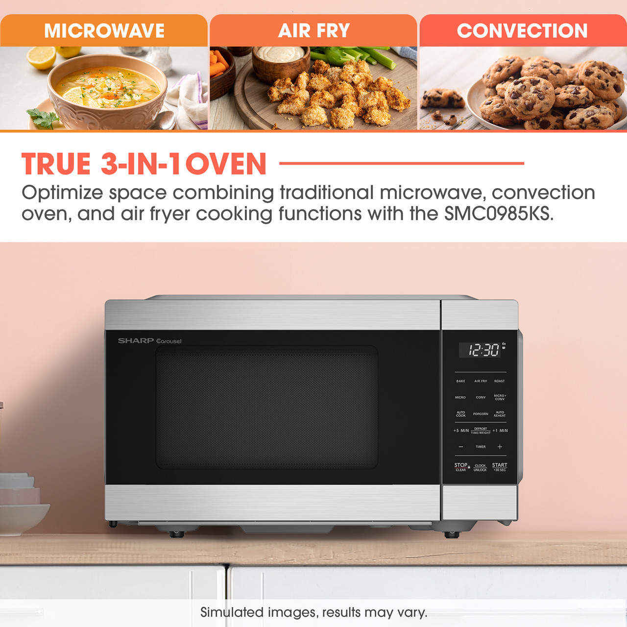 0.9 Cu. Ft. 900w Countertop Convection Microwave Oven With Air Fry SMC0985KS