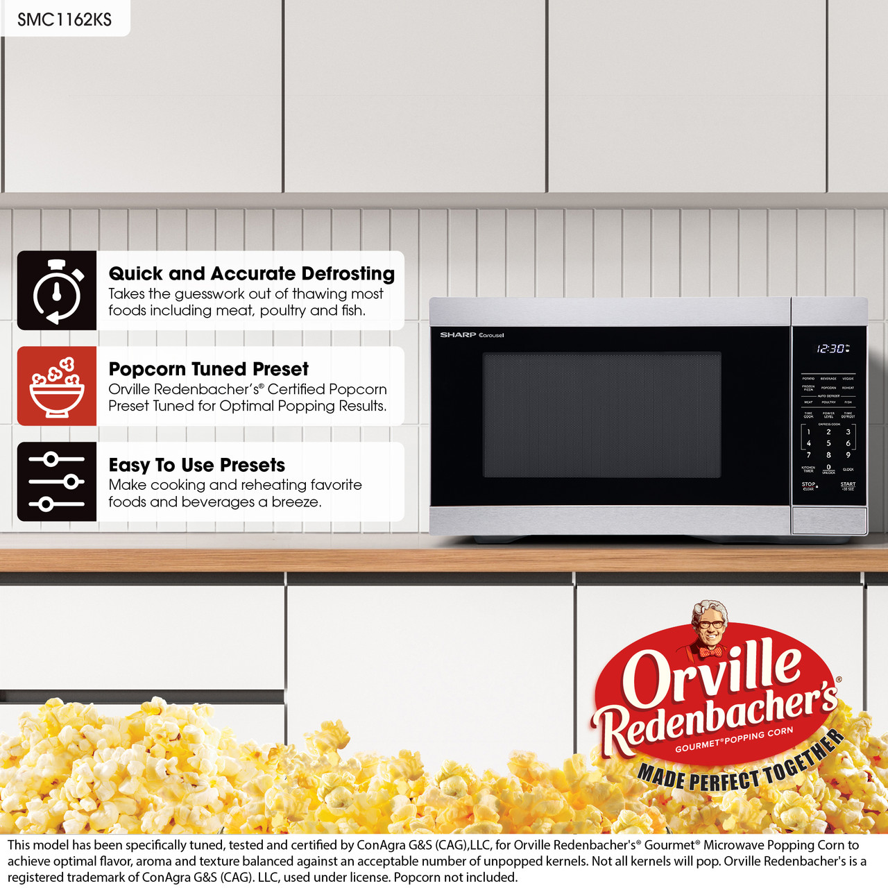 1.1 Cu. Ft. 1000w Stainless Steel Countertop Microwave Oven SMC1162KS