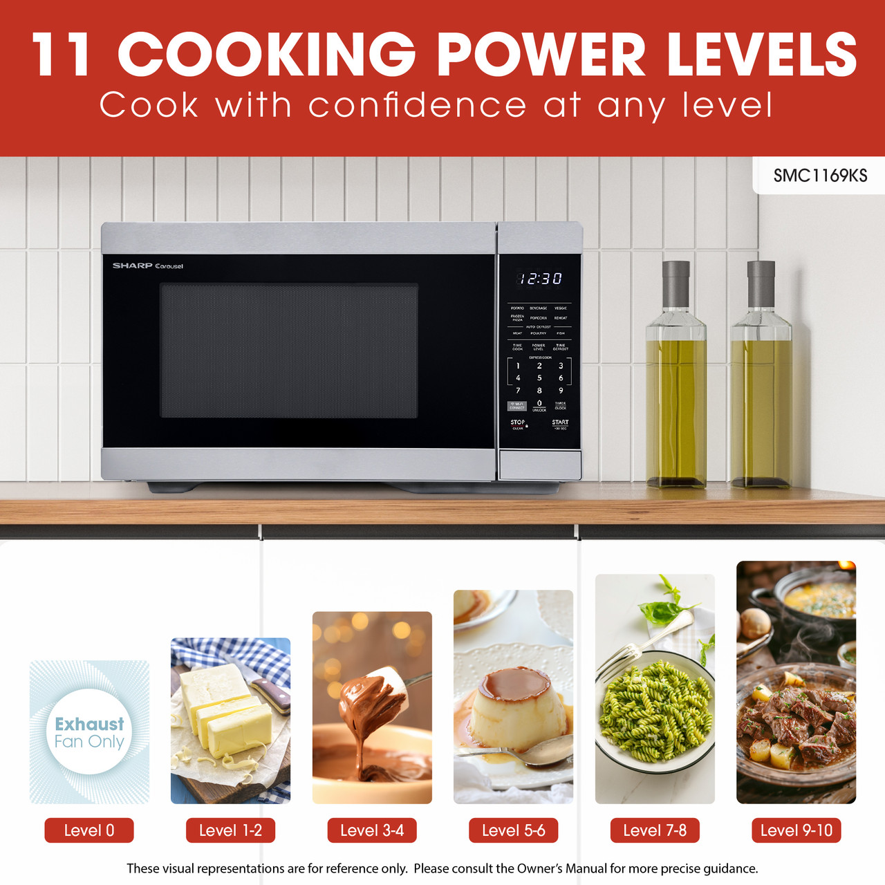 1.1 Cu. Ft. 1000w Smart Stainless Steel Countertop Microwave Oven SMC1169KS