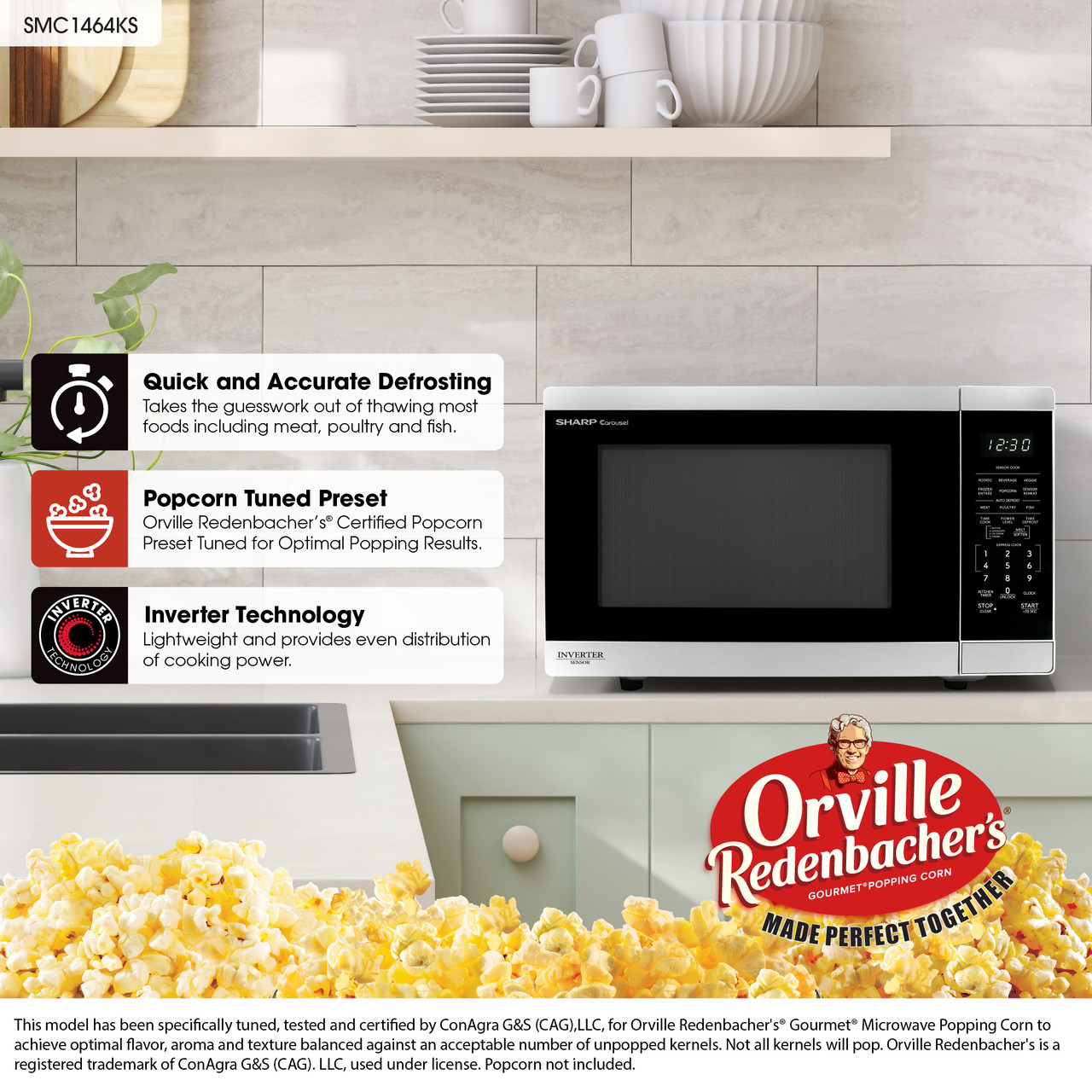 1.4 Cu. Ft. 1100w Stainless Steel Countertop Microwave Oven With Inverter Technology SMC1464KS