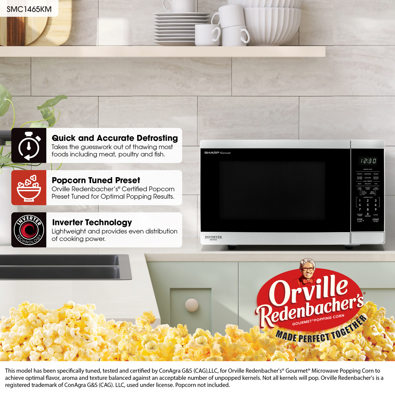 1.4 Cu. Ft. 1100w Stainless Steel Countertop Microwave Oven With Inverter Technology SMC1465KM