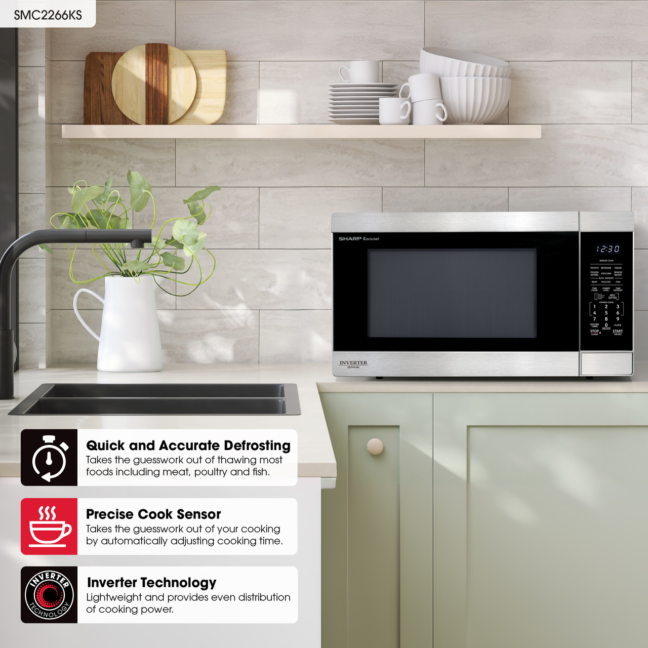 2.2 Cu. Ft. 1200w Stainless Steel Countertop Microwave Oven With Inverter Technology SMC2266KS