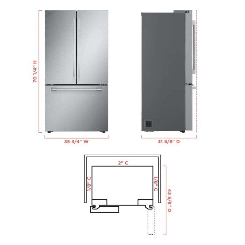 LG STUDIO 27 cu. ft. Smart Counter-Depth MAX™ French Door Refrigerator SRFB27S3