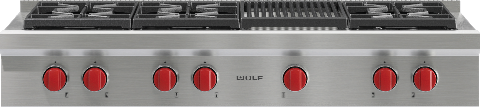 Wolf 48" Sealed Burner Rangetop - 6 Burners and Infrared Charbroiler Stainless Steel SRT486C Picture 1