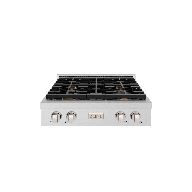 ZLINE 30 in. Paramount Gas Rangetop with 4 Brass Burners and Porcelain Cooktop in DuraSnow® Stainless Steel (SRTS-BR-30) SRTSBR30