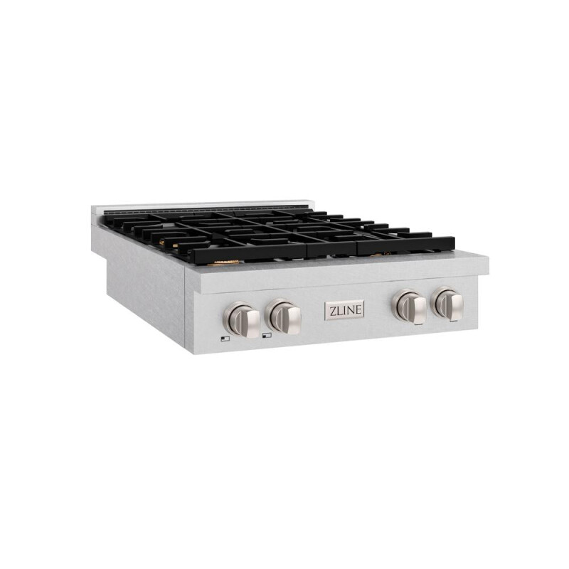 ZLINE 30 in. Paramount Gas Rangetop with 4 Brass Burners and Porcelain Cooktop in DuraSnow® Stainless Steel (SRTS-BR-30) SRTSBR30