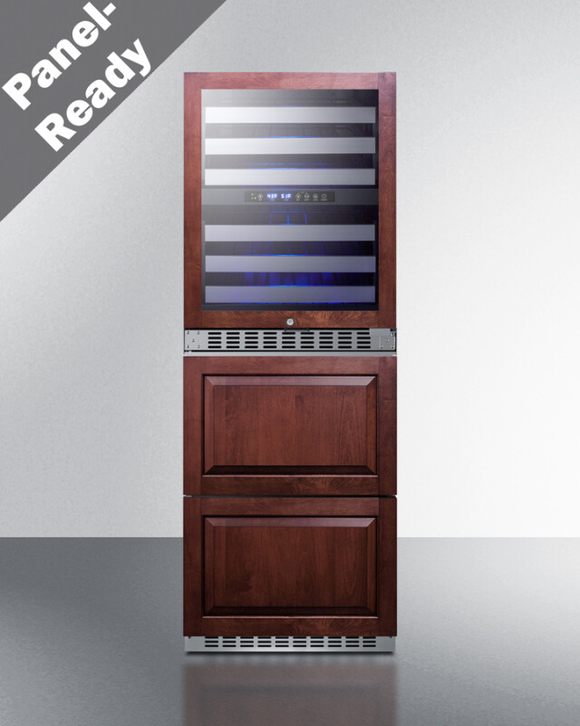 24" Wide Combination Dual-Zone Wine Cellar and 2-Drawer Refrigerator-Freezer (Panels Not Included) SWCDRF24PNR