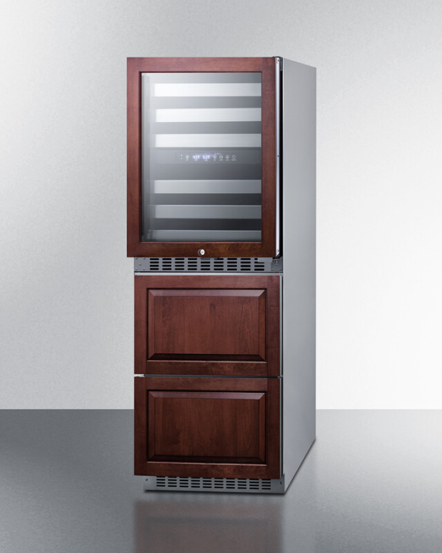 24" Wide Combination Dual-Zone Wine Cellar and 2-Drawer Refrigerator-Freezer (Panels Not Included) SWCDRF24PNR