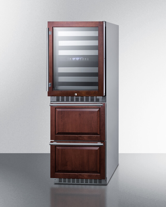 24" Wide Combination Dual-Zone Wine Cellar and 2-Drawer Refrigerator-Freezer (Panels Not Included) SWCDRF24PNR