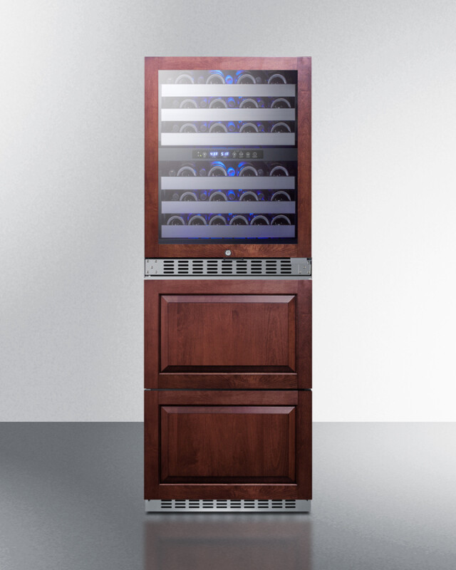 24" Wide Combination Dual-Zone Wine Cellar and 2-Drawer Refrigerator-Freezer (Panels Not Included) SWCDRF24PNR