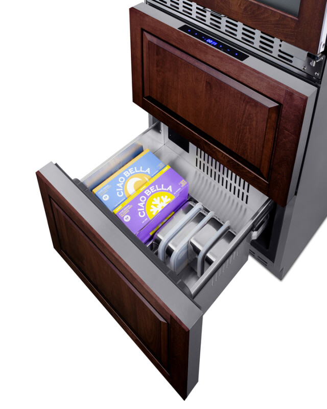 24" Wide Combination Dual-Zone Wine Cellar and 2-Drawer Refrigerator-Freezer (Panels Not Included) SWCDRF24PNR