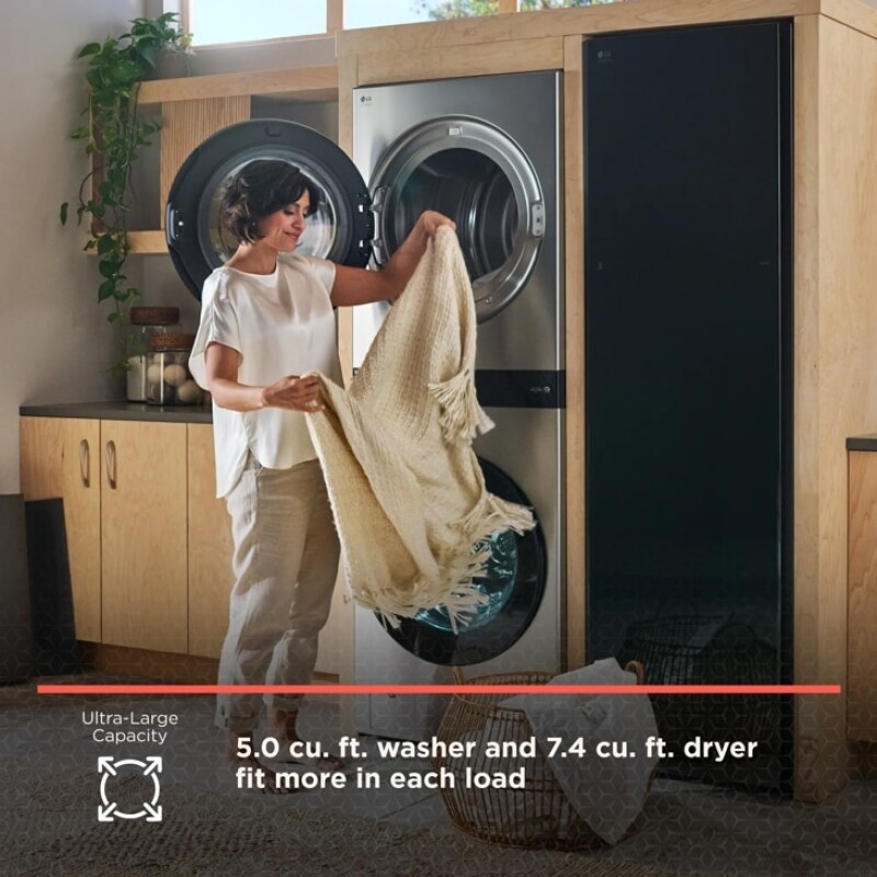 LG STUDIO WashTower™ Smart Front Load 5.0 cu. ft. Washer and 7.4 cu. ft. Gas Dryer with Center Control® SWWG50N3