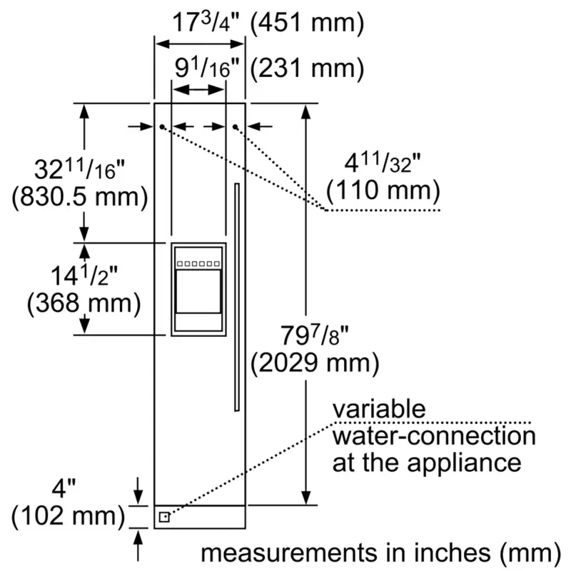 Built-in Freezer Column 18"  External Ice & Water Dispenser  Left Hinge T18ID905LP