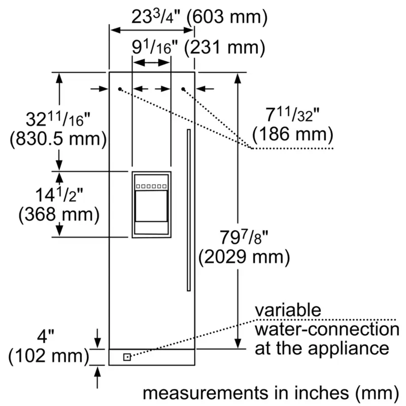 Built-in Freezer Column 24"  External Ice & Water Dispenser  Left Hinge T24ID905LP