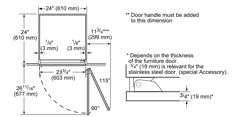 Built-in Refrigerator Column 24" Built-in Refrigerator Column 24'' T24IR905SP