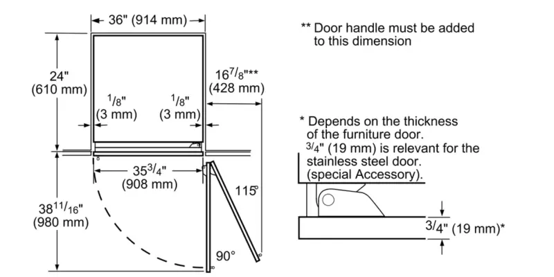 Built-in Refrigerator Column 36" Built-in Refrigerator Column 36'' T36IR905SP