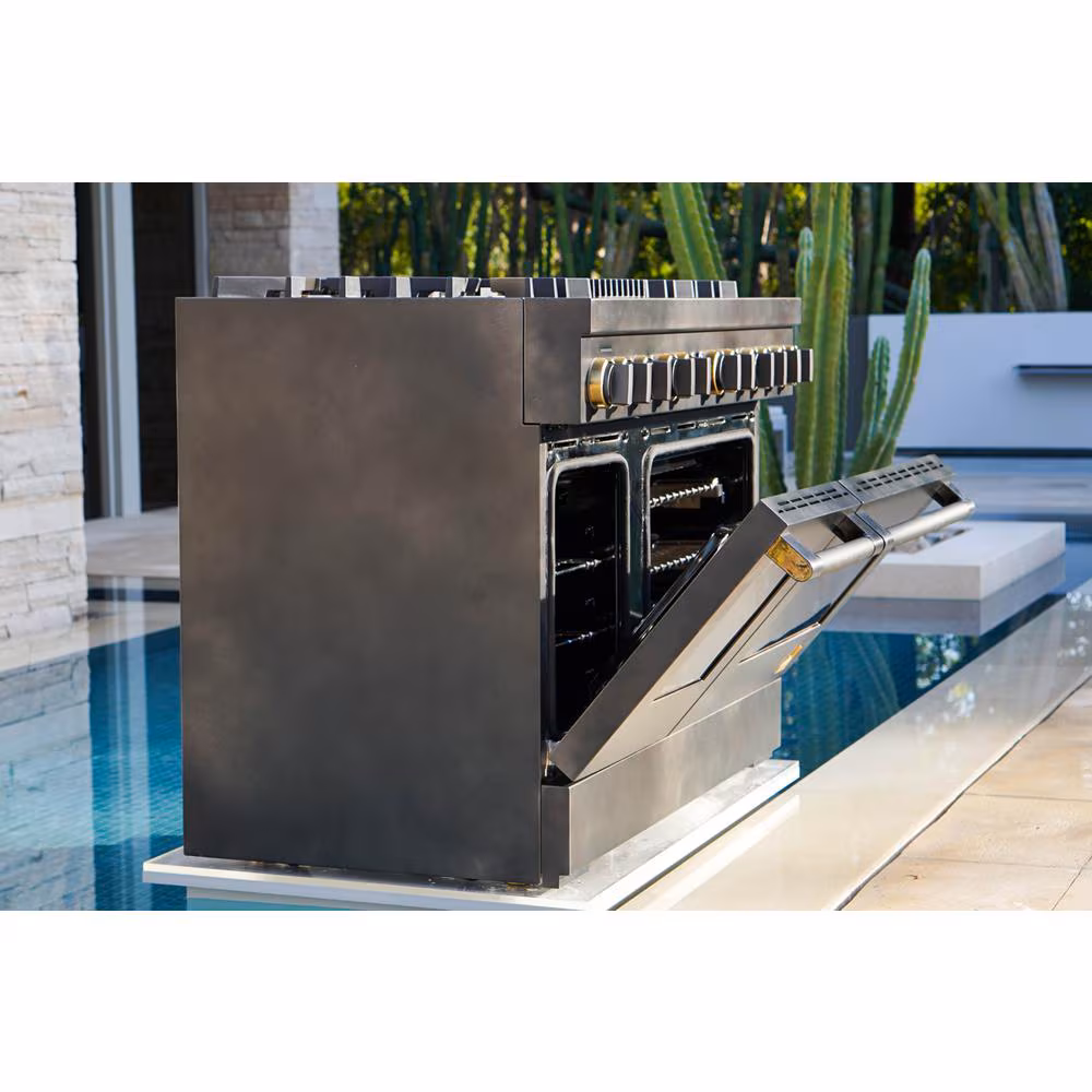 Smoke & Brass By 48" Dual-Fuel Professional-Style Range TANKMAN50