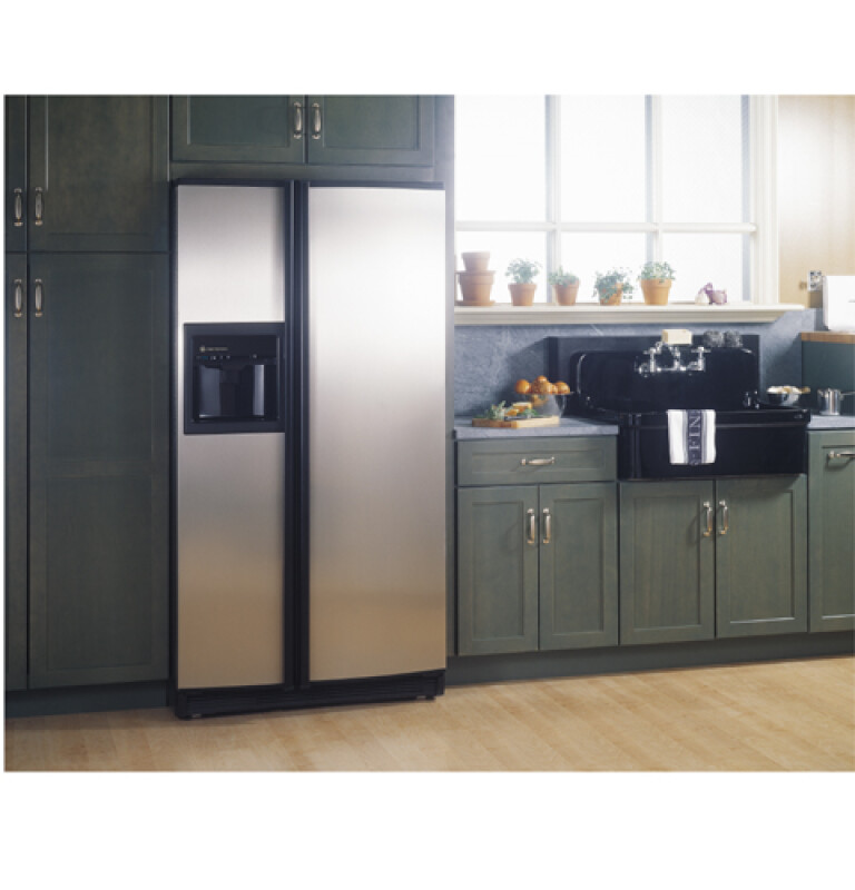 GE Profile Performance™ 25.6 Cu. Ft. Contour Door Side-by-Side Refrigerator with Dispenser and Water by Culligan TFB26SPDBS
