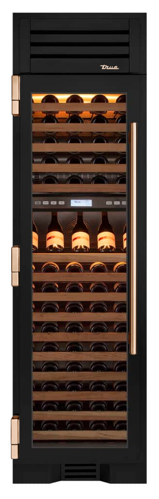 Wine Column, Left Hinged, Matte Black, Copper Hardware TR24DZWLSGA027H03