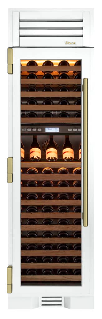 Wine Column, Left Hinged, Matte White, Brass Hardware TR24DZWLSGA030H01