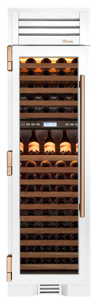 Wine Column, Left Hinged, Matte White, Copper Hardware TR24DZWLSGA030H03