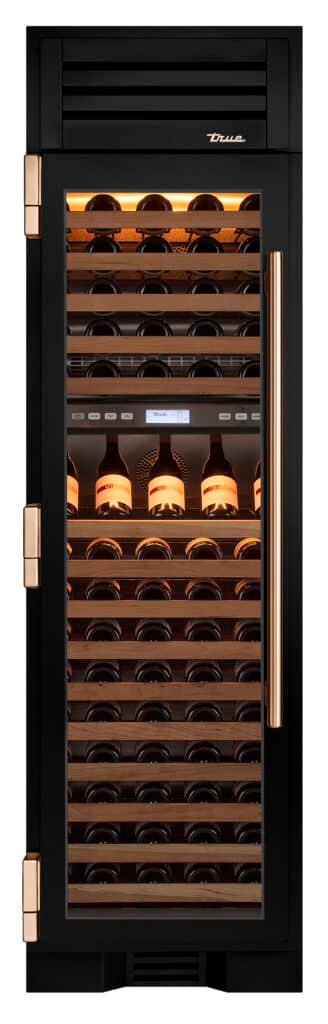 Wine Column, Left Hinged, Gloss Black, Copper Hardware TR24DZWLSGA044H03