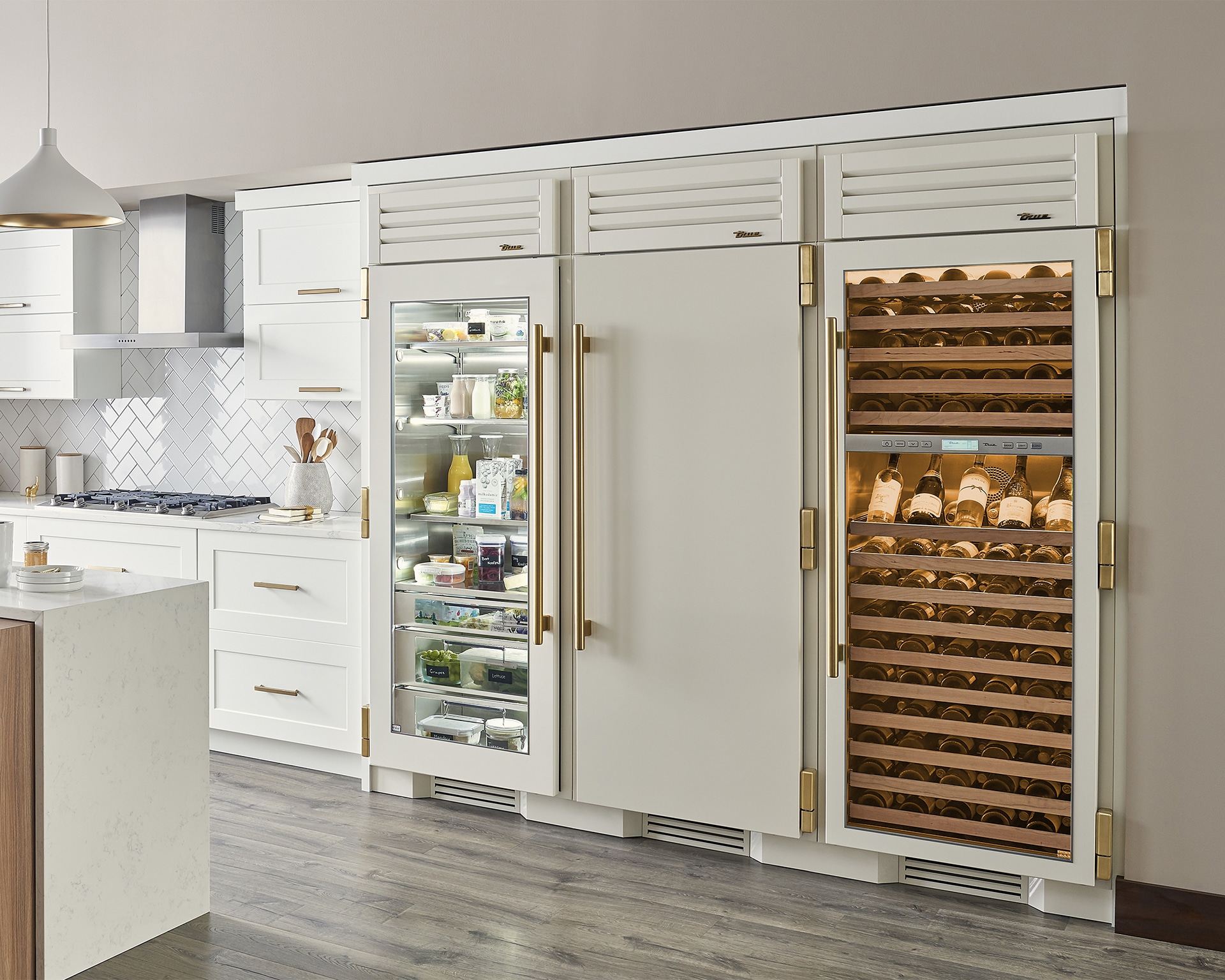 Wine Column, Left Hinged, Gloss Black, Copper Hardware TR24DZWLSGA044H03