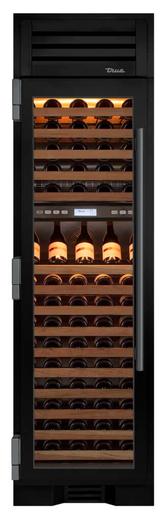 Wine Column, Left Hinged, Gloss Black, Pewter Hardware TR24DZWLSGA044H05