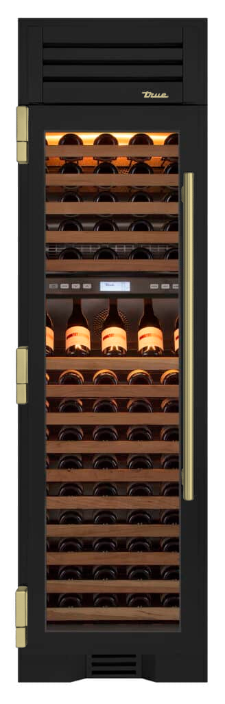 Wine Column, Left Hinged, Ultra Matte Black, Brass Hardware TR24DZWLSGA085H01