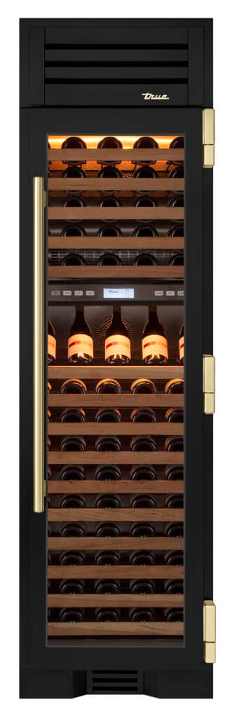 Wine Column, Right Hinged, Matte Black, Gold Hardware TR24DZWRSGA027H08