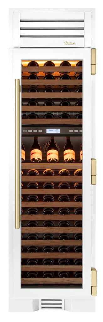 Wine Column, Right Hinged, Matte White, Gold Hardware TR24DZWRSGA030H08