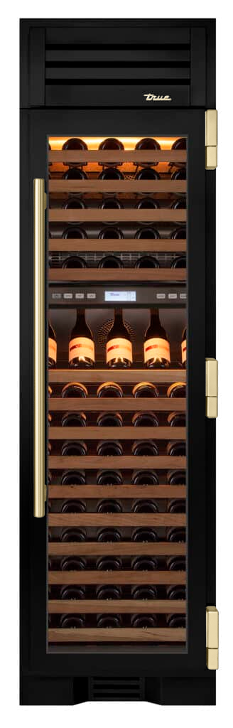 Wine Column, Right Hinged, Gloss Black, Gold Hardware TR24DZWRSGA044H08