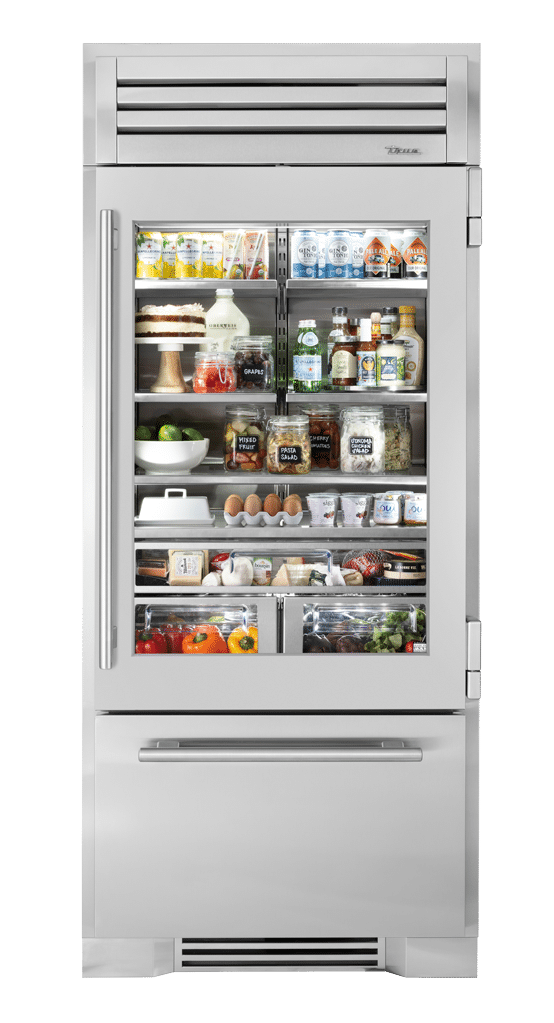 36″ Glass Door Refrigerator with Bottom Freezer TR36RBFRSGA