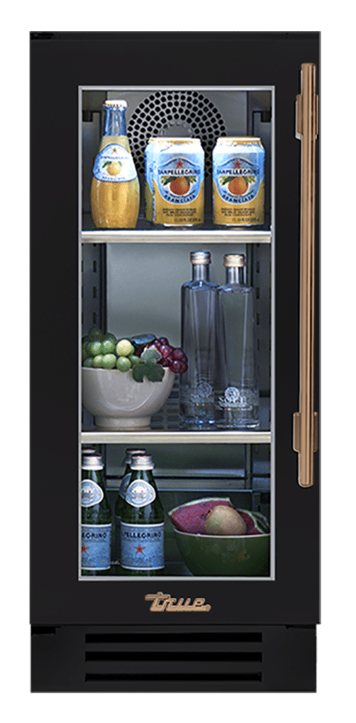 Undercounter Refrigerator, Left Hinged, Matte Black, Gold Hardware TUR15LOGCDSK027H08