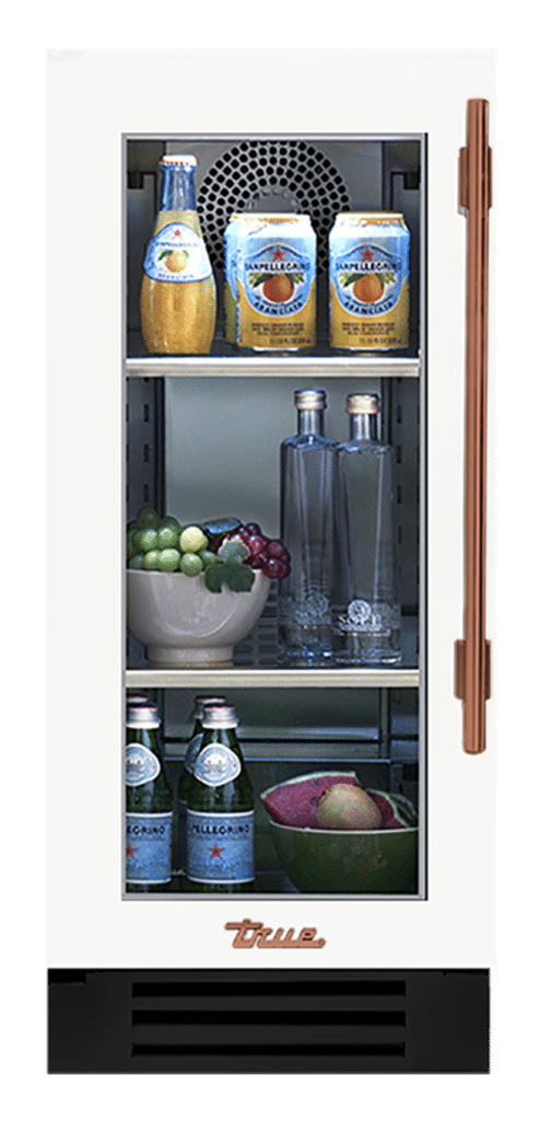 Undercounter Refrigerator, Left Hinged, Matte White, Copper Hardware TUR15LOGCDSK030H03
