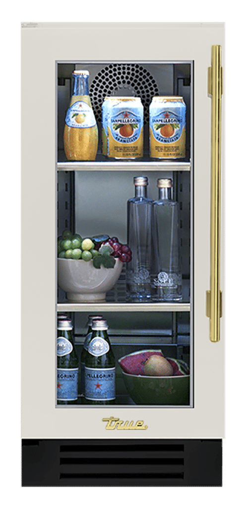 Undercounter Refrigerator, Left Hinged, Antique White, Brass Hardware TUR15LOGCDSK050H01
