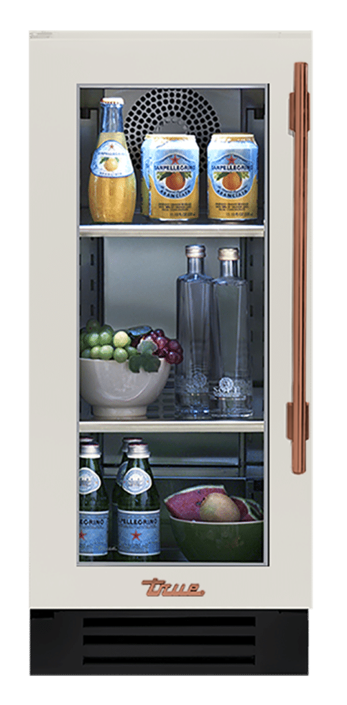Undercounter Refrigerator, Left Hinged, Antique White, Copper Hardware TUR15LOGCDSK050H03