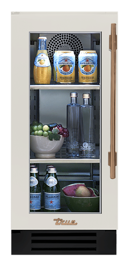 Undercounter Refrigerator, Left Hinged, Antique White, Gold Hardware TUR15LOGCDSK050H08