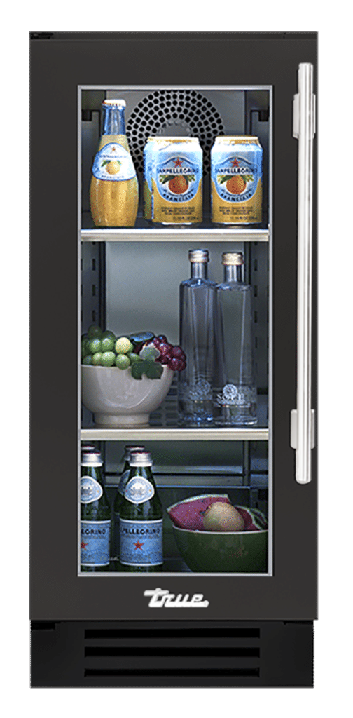 Undercounter Refrigerator, Left Hinged, Ultra Matte Black, Chrome Hardware TUR15LOGCDSK085H02