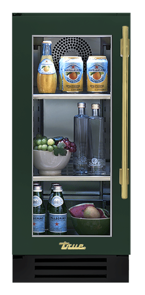 Undercounter Refrigerator, Left Hinged, Emerald, Brass Hardware TUR15LOGCDSK086H01