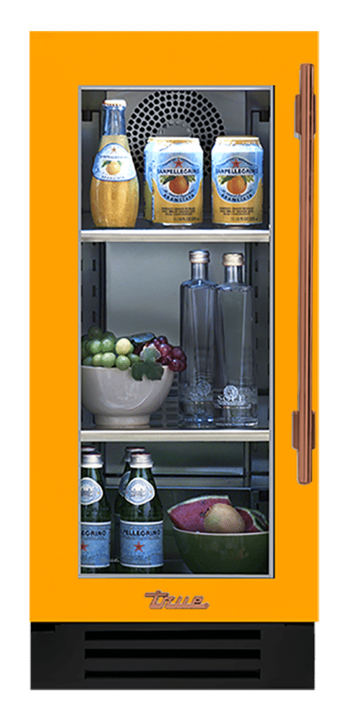 Undercounter Refrigerator, Left Hinged, Saffron, Copper Hardware TUR15LOGCDSK103H03